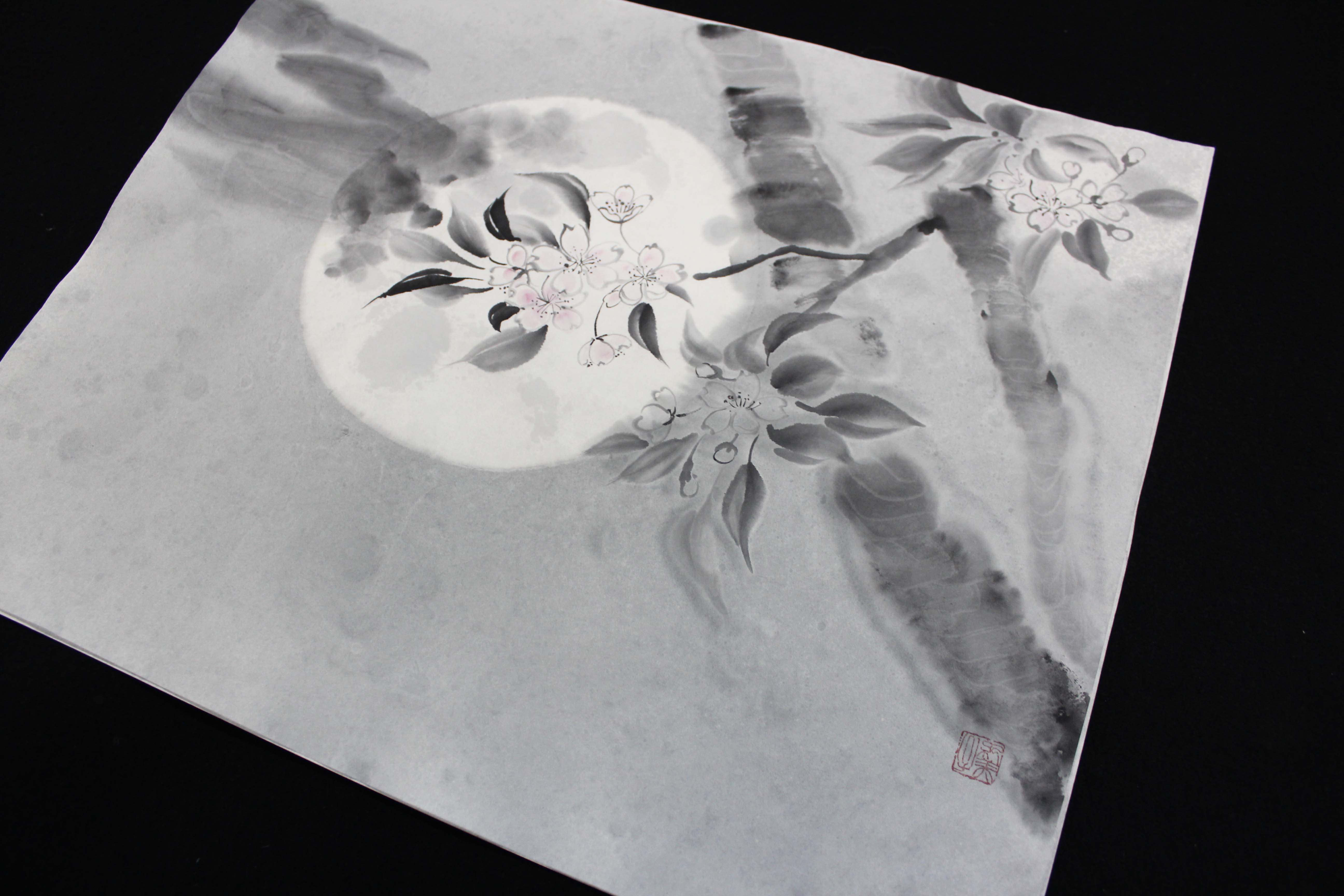 楽しい水墨画体験 桜の花を描いてみよう 19年3月16日 土 終了 掛け軸和紙の販売ならマスミ東京
