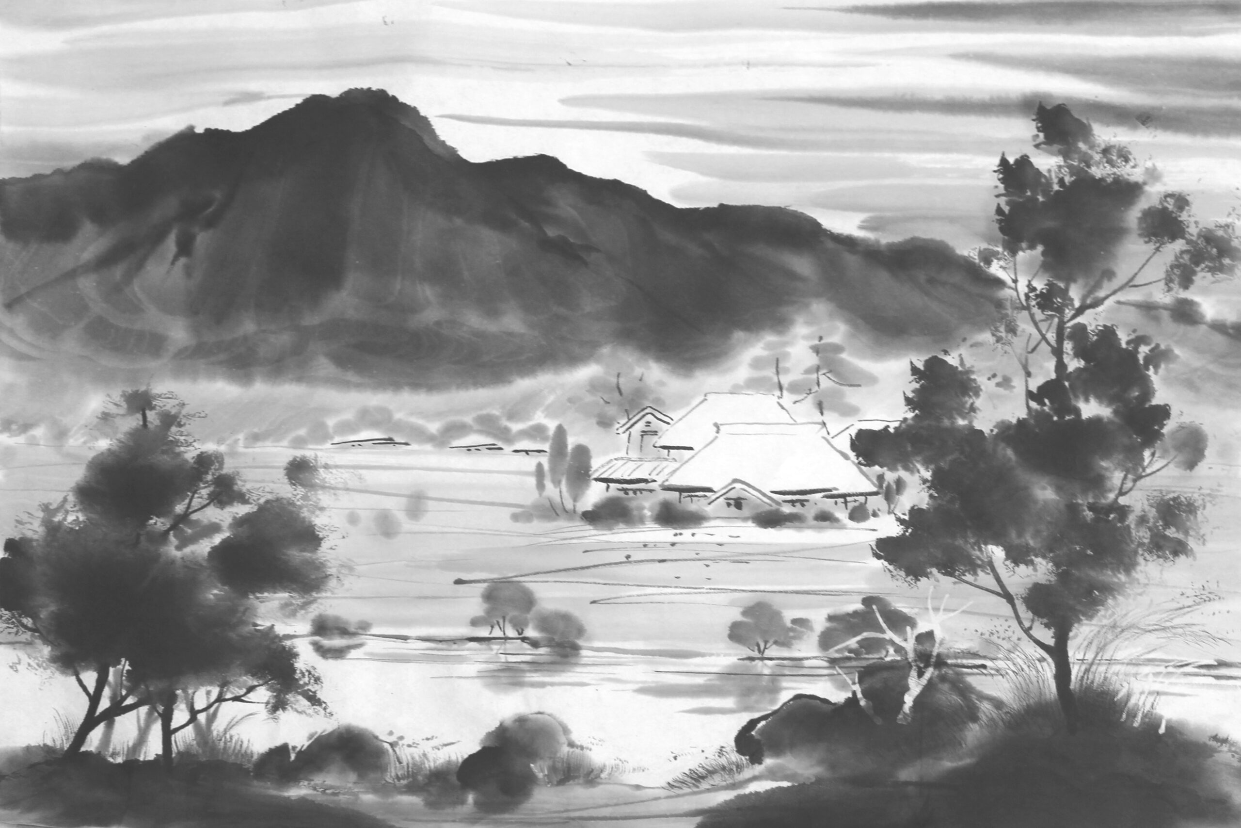 水墨画 風景詩文 和紙製 楽しい水墨画 – 掛け軸和紙の販売ならマスミ東京